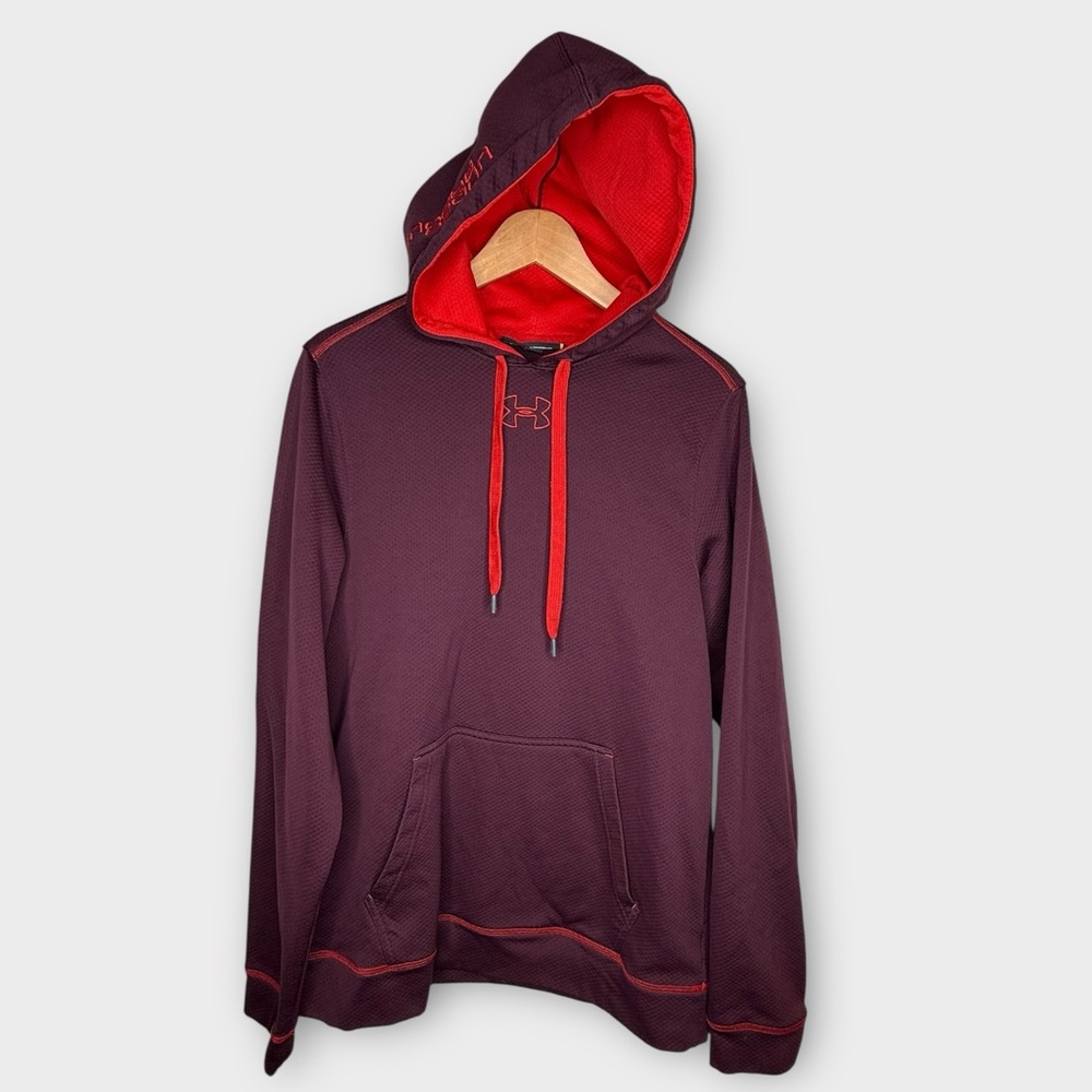 Under Armour Burgundy Neon Red Hoodie‎ Loose Fit Athleisure Men’s Size Medium